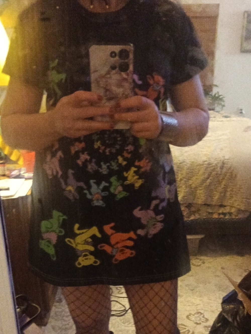 Grateful Dead Black Mini Dress with Multicolor Animal Print